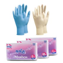 마미손 니트릴장갑 100매 화이트 블루 2컬러 식품 미용 요리, 대(L)