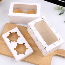 화과자케이스 머핀포장 타르트박스 2구(화이트)10P, 투명창단상자-2구(10P)