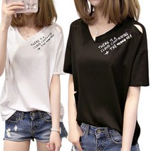 리더스타 여성반팔티 화이트+블랙 2장 박시핏 반팔 티셔츠