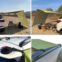 차량용어닝 승용차 SUV 흡착판 어닝 타프 사이드어닝 차박 캠핑 자동차 그늘막, (그린)옵션3 400x200, 추가