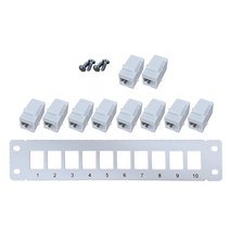 10포트 스트레이트 CAT6 패치 패널 RJ45 네트워크 케이블 어댑터 키스톤 잭 이더넷 분배 프레임 UTP 19in
