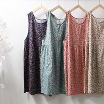 국산 면원단 귀여운 잔꽃무늬 옆트임 원피스 앞치마, no4-네이비