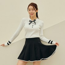 제이투제이 FW 여성골프웨어 리본브로치 골지 카라 니트티