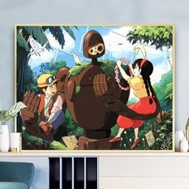 그리기 천공의섬 유화 만화 물감 라퓨타 세트 diy 애니메이션 일본 명화, YS2259 + 그림+아메리칸 액자 + 40x50cm