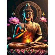 탱화 불교용품 산신 종합 관세음보살 아미타불 무속용품 불교그림 선녀 금강경사경 GATYZTORY숫자로 그림 부처님 손으로 그린 아트 선물 DIY 숫자로 종교 키트 캔버스에 그리기, 19.9934884 - 20x30cm no frame