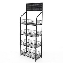 3단 과자진열대 편의점 매장 벽 껌 선반 철제 스낵바, 상세이페이지 참고, 블랙 60x27x160+ 후크 15