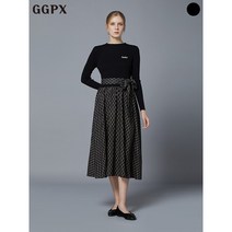 GGPX 페미닌 패턴 배색 자수 스트랩 원피스 GO9OP009F
