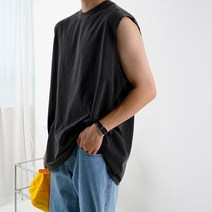 머슬핏 피그워싱 오버핏 민소매 나시 티셔츠(5color)