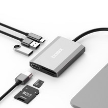 베이식스 USB C타입 HDMI 6in1 맥북 멀티 허브 TW6A덱스, 혼합색상