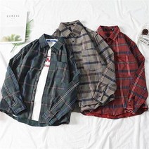 셀러허브(잡화) 남자 캐주얼 가을 체크 패턴 포켓 공대남 셔츠