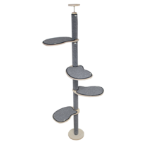 럭시캣 원목 캣폴 베이직 세트, 물고기형 디딤판, 회색