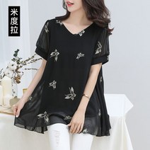 나비 뱃살 가리는 쉬폰 블라우스 중년 여성 꽃무늬 빅사이즈 우아한 여자 엄마옷 코디 50대 60대 선물