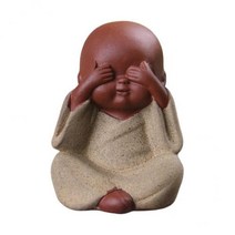 2x 미니 앉아 장식품 홈 장식품 실내 또는 실외 풍수 명상 요가 인형., 노란색, 수지