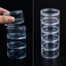 5단투명 원형 중형 샘플통 틴케이스 소분용기