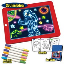 라미컴 해외배송 3d 매직 드로잉 패드 led 낙서 태블릿 보드 패드 라이트 그래픽 카드 학습 도구 어린이를위한 지적 Developmen 선물, 빨간색 상자 포함