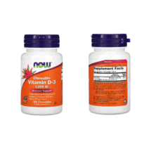 나우푸드 츄어블 비타민 D3 천연 과일 맛 1000IU 180정, 2통