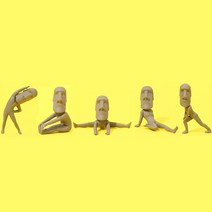 모아이 석상 피규어 인테리어 장식품 선물, 세트(모아이 5마리), 높이:6cm