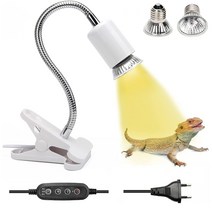 iGrow 거북이 키우기 애완거북이 2*50W 파충류 램프 거북이수족관 타이머 자동 켜기/끄기 히팅 조명 + 램프 UVA UVB, 흰색