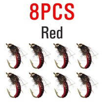 ICERIO 8 PCS #12 황동 비드 헤드 빠른 침몰 요정 SCUD 버그 웜 파리 송어 플라이 낚시 미끼, 8pcs 빨간색