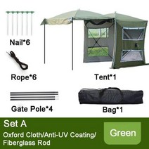 트레일러텐트 자동 자동차 후면 캠핑 여행 SUV 다기능 천막 가족 자기 운전 여행을위한 야외, Set A Green