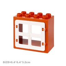 롱브릭타일 접착식파벽돌 파벽돌 빌딩 블록 장난감 어린이용 큰 입자 집 부품 액세서리 창문 벽 지붕, 34 Thin window brown