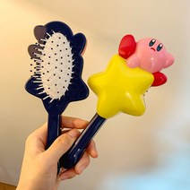 버터콕 귀여운 커비 헤어 패들 마사지 브러쉬 정전기 방지 헤어빗, 1개, A