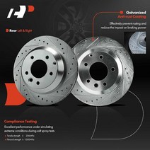 APremium 12.98인치329.8mm 후면 드릴 및 슬롯 디스크 브레이크 로터 일부 아우디 포르쉐 폭스바겐 모델과 호환 Q7 20072015 카이엔 20032006/20082