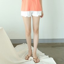플레이팝 여성용 2컬러 허리밴딩 심플 절개라인 포인트 캐쥬얼 숏 팬츠