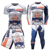 주짓수도복 주짓수 도복 반티 남자 킥복싱 무에타이 남자 복싱 유니폼 bjj mma rashguard 압축 t 셔츠 세트 런닝 셔츠 레깅스 정장