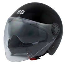 벤시 오토바이 헬멧 Y-2 썬바이저 내장 유럽ECE인증 오픈페이스, 유광블랙, 투명, L