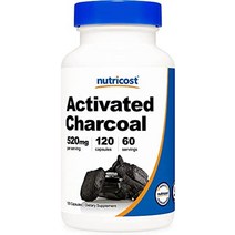 nutricost 활성탄 120 캡슐 프리미엄 활성탄 분말 non-gmo 글루텐 프리(1병), 120개(1팩)