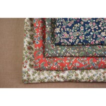 40수 레이온 직기 페이즐리 꽃무늬 나염 4종 / 직기원단 / 레이온원단, 아이보리