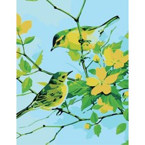 DIY 정물화 봄 여름 가을 겨울 새 꽃 나무 벚꽃 원앙 풍경 커플 선물 그림 그리기, L + 50x65
