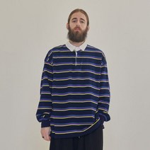 카고브로스 CB OVERFIT STRIPE RUGBY SHIRT NAVY PURPLE