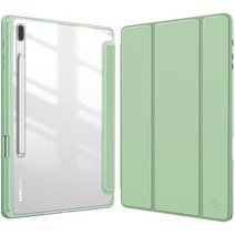 삼성 갤럭시 탭 S7 S8 Plus FE 케이스의 경우 투명 백 타블렛 커버 (연필 홀더 포함), 01 Tab S7 FE 12.4, 08 Sage Green