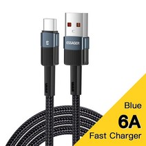 진짜가 나타났다 Essager C타입 USB 케이블 고속 충전 화웨이 P40 프로 P30 용 66W 와이어 충전기 데이터 코드 삼성 호환 S21 울트라 S20 포코용 6A, [02] 파란, [02] 2m, 02 2M