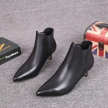낮은굽 소가죽 블랙 화이트 앵글부츠 로우힐 3.5cm
