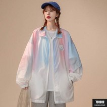 가바바 여성 빅사이즈 바람막이 그라데이션 솜사탕느낌의 베이직 아우터 5XL 까지 G70555