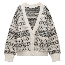 ZARA 자카드 니트 가디건 스웨터 브이넥 01822114093