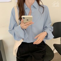 라라벨 여성용 셔츠 베트 카라넥 베이직 무지 솔리드 데일리 셔츠