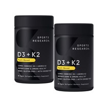 스포츠리서치 콜레칼시페롤 비타민 D3 K2 메나퀴논 MK7 60소프트젤 2개