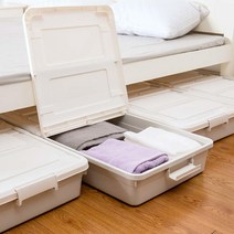 Shozafia 바퀴가 달린 3팩 대형 롤링 침대 밑 보관함 양쪽에서 열린 뚜껑이 있는 슬라이딩 언더 베드 플라스틱 용기. 94 x 48.3 18.5cm(37 19 7.25인치)