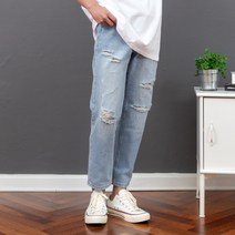 핀크 데미지 청바지