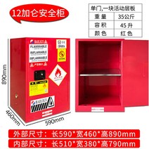 화학물질보관함 위험물 인화성 공장 산업용 캐비닛, 12갤런(빨간색) 이중 두께 강판