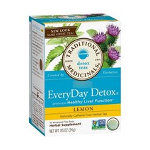 Traditonal Medicinals 오가닉 에브리데이 디톡스 레몬 허벌 티 카페인 프리, 1.5g, 16개입