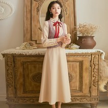 개화기 경성 스타일 사진 광고촬영 원피스 봄·가을 지적인 우아함 투피스 복장
