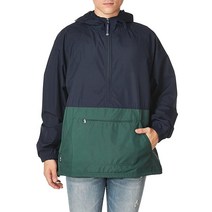 Charles River Apparel 팩 앤 고 방수 풀오버 바람막이 (레귤러/확장 사이즈) 하프집업 재킷 올리브 라지 179590, Large, Navy/Forest