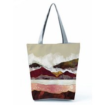 명화토드백 일러스트토드백 미니토드백oil painting mountain forest printi causal 토트 백 쇼퍼 쇼핑 핸드백 여성 여성 레저 숄더 백 여행 비치 백
