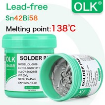 무연 실버 솔더 페이스트 500g 저온 및 고온 납땜용 SMT 칩 LED 용접 플럭스, [01] 500g, [03] OLK 4258 500g bottle
