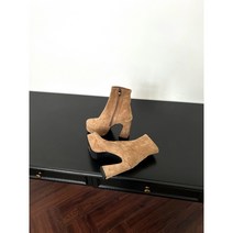 스판 스웨이드 가보시 통굽 킬힐 앵클 부츠 11cm